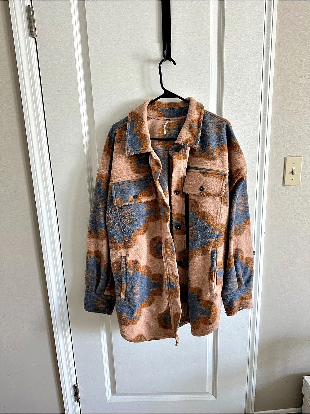 Free People Printed Ruby Jacket Floral Utility Jacket Blue & Brown